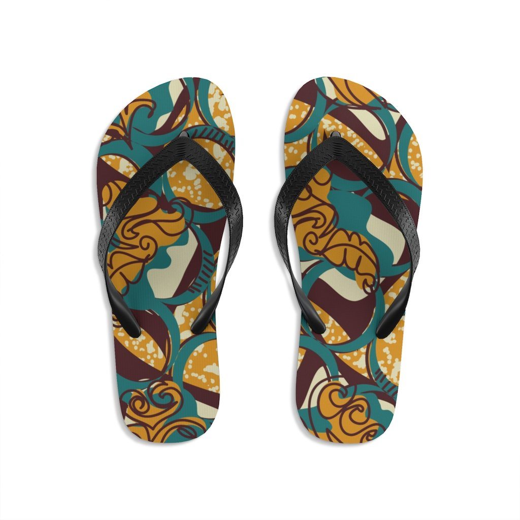 EKO Ankara Print Flip Flops Brown - Main Image