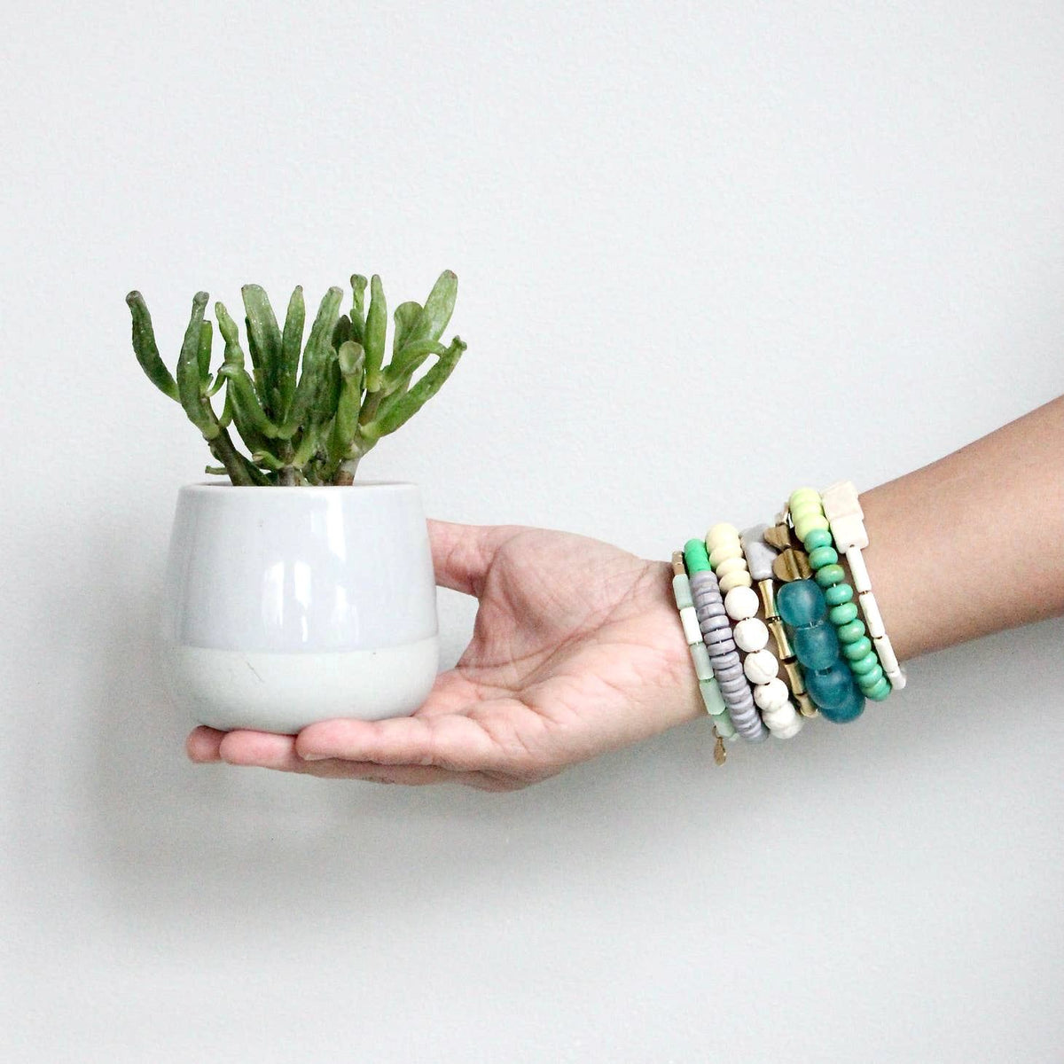 succulent bracelet David Aubrey Turquoise & Ghanaian Beads Wrap Bracelet