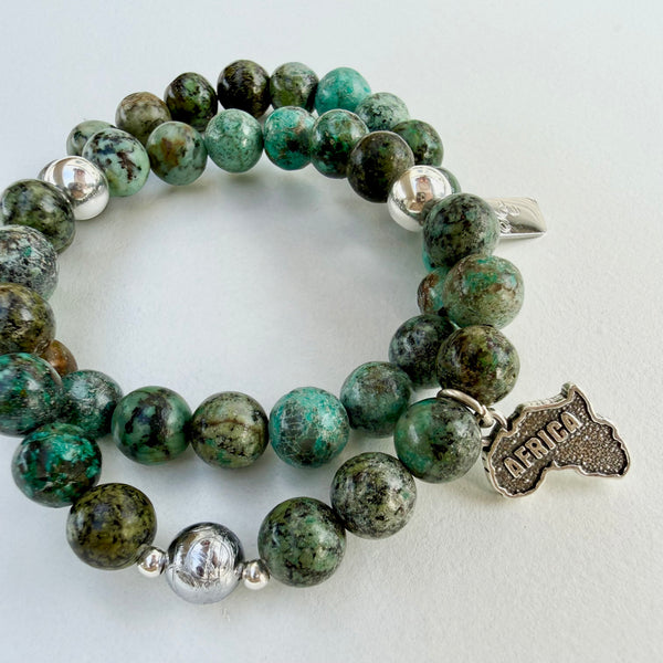 ME™ Origins 7-inch African Turquoise and Meteorite Bracelet Set