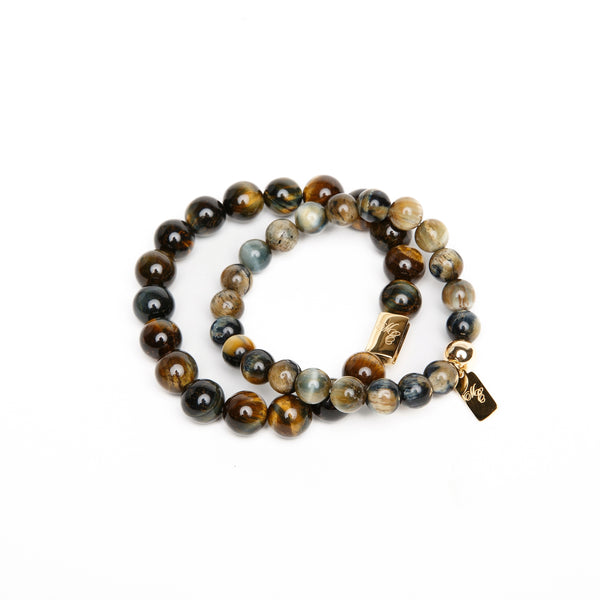 ME™ His & Hers Golden Blue Tiger Eye 2-pc Bracelet Set