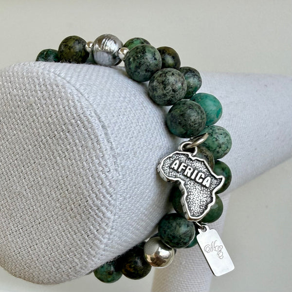 ME™ Origins 7-inch African Turquoise and Meteorite Bracelet Set