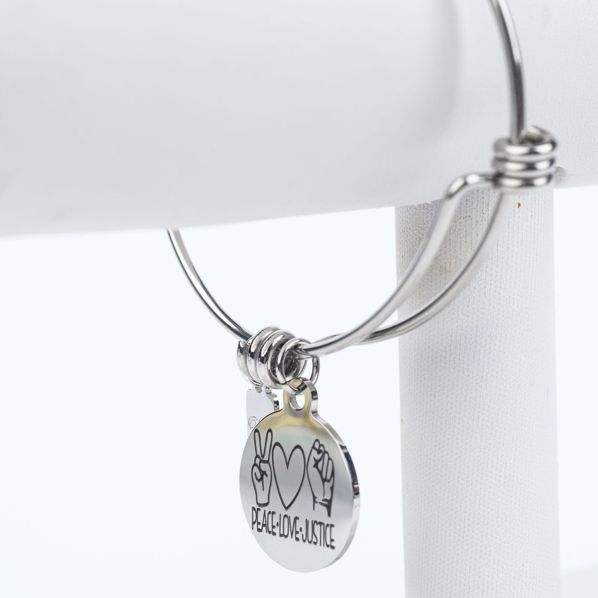 ME™ Word. Peace Love Justice Silvertone Bangle Women's Bracelets Show Your Africa 