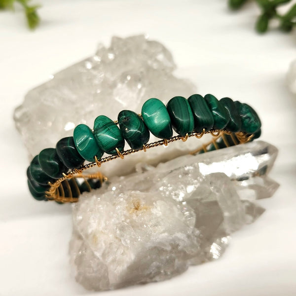 Akija™ Malachite Wire-Wrapped Cuff Bracelet