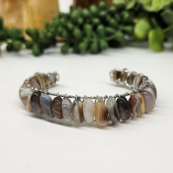 Akija™ Botswana Agate Wire-Wrapped Cuff Bracelet