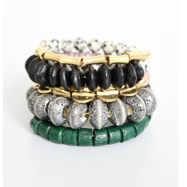 David Aubrey™ Ghanaian Glass and Jasper Wrap Bracelet