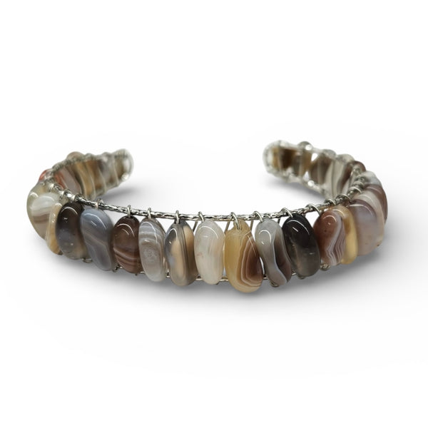Akija™ Botswana Agate Wire-Wrapped Cuff Bracelet