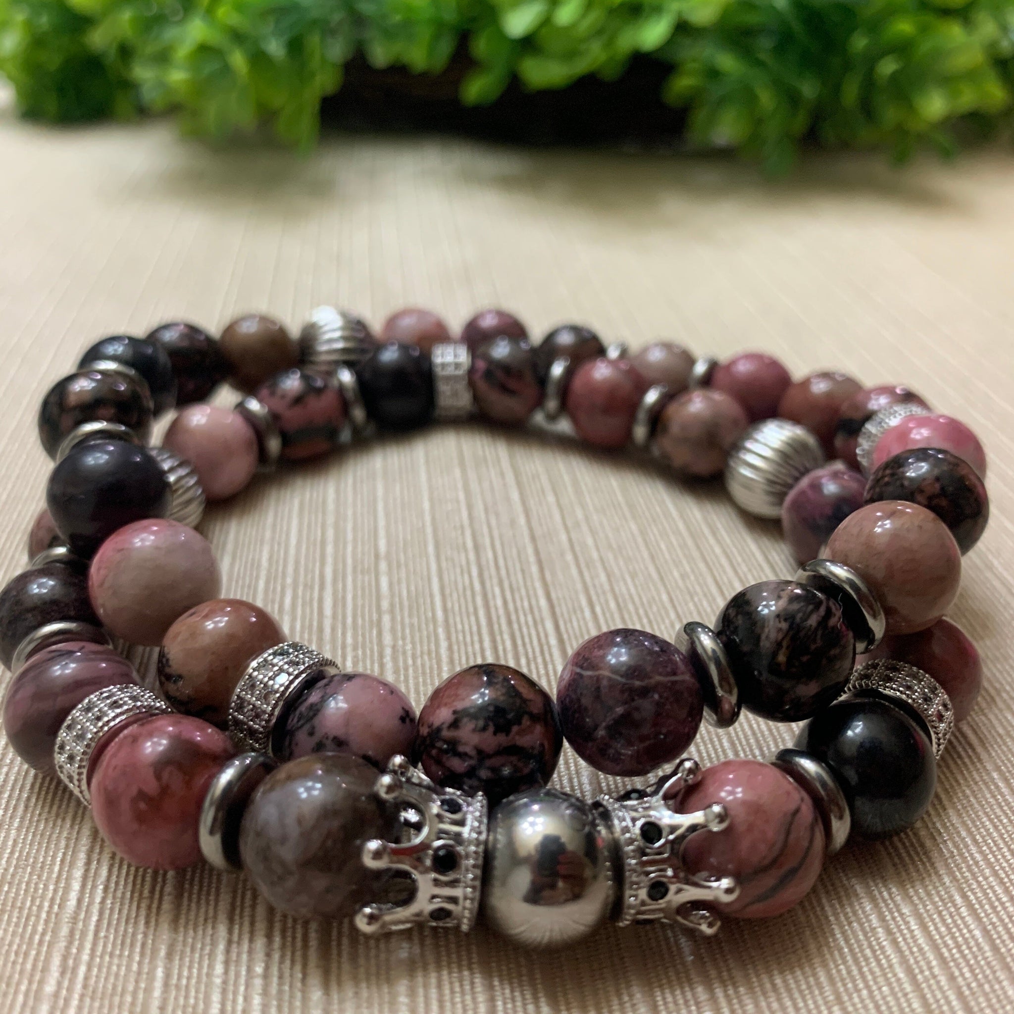 ME™ Rhodonite 9-inch 2pc Bracelet Set Show Your Africa 