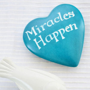 Akija™ Soapstone Wise Words Heart - Blue Miracle Home Decor Show Your Africa 