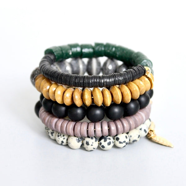 David Aubrey™ Ghanaian Glass and Jasper Wrap Bracelet