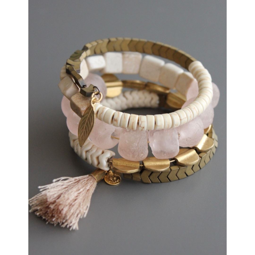 David Aubrey™ Hematite & Ghanaian Beads Wrap Bracelet Women's Bracelets Show Your Africa 