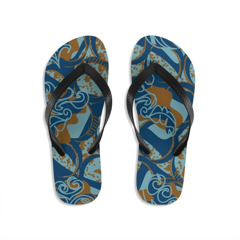 EKO & CO.™ Ankara Print Flip Flops - Blue Shoes Printify L 