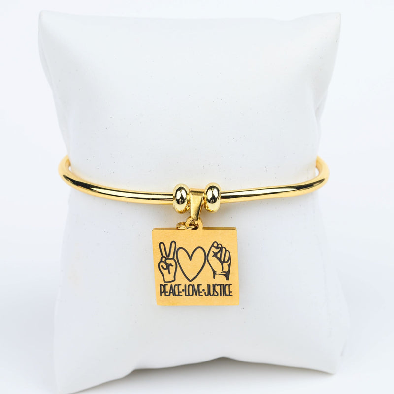 ME™ Peace Love Justice Goldtone Bangle Accessories Show Your Africa 