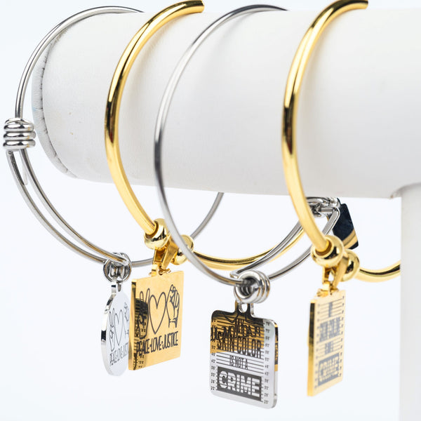 ME™ Word. My Skin Color Is Not a Crime Bangle - Gold Women's Bracelets Show Your Africa 