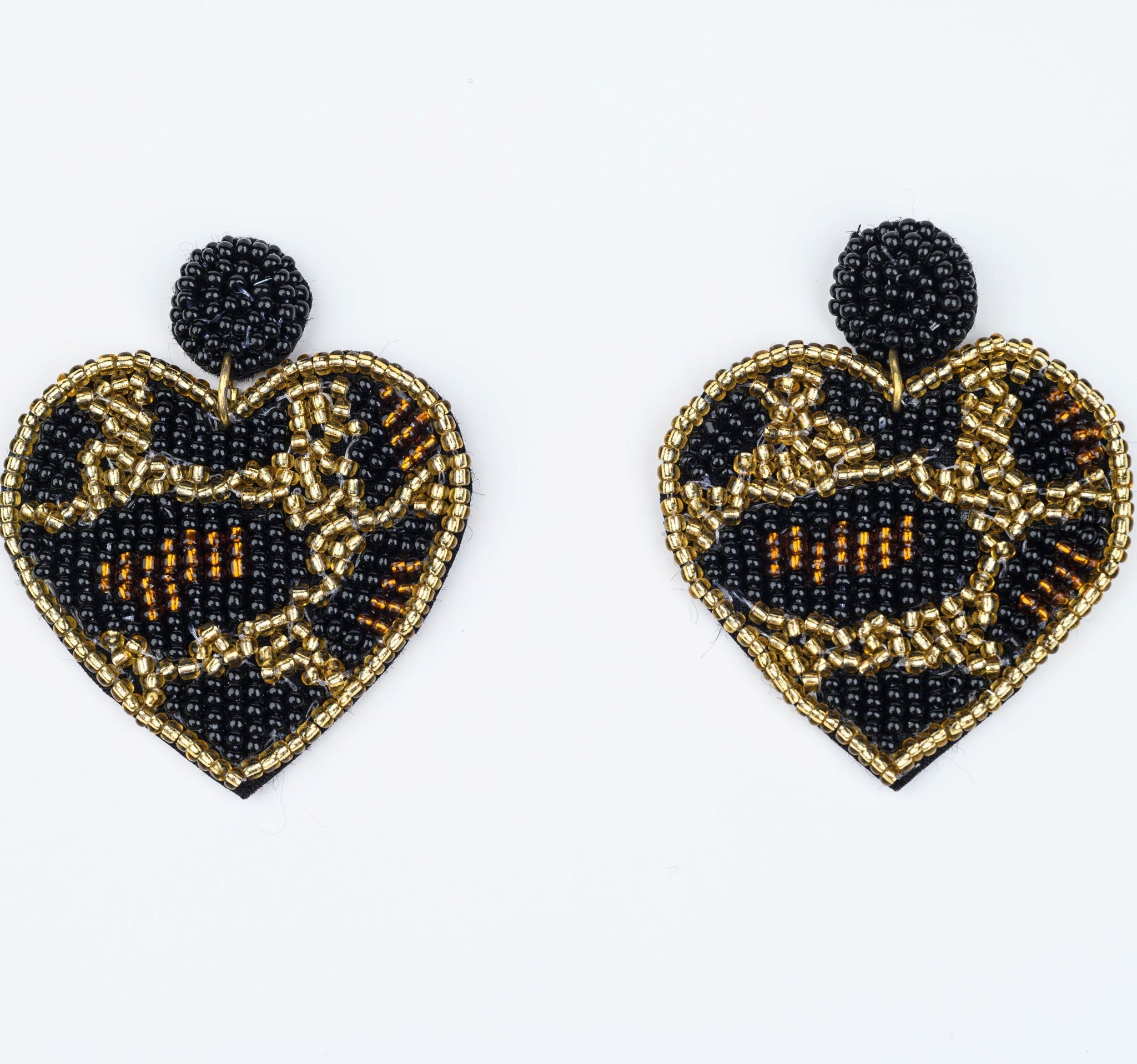 Leopard Print Beaded Heart Earrings Accessories Show Your Africa 