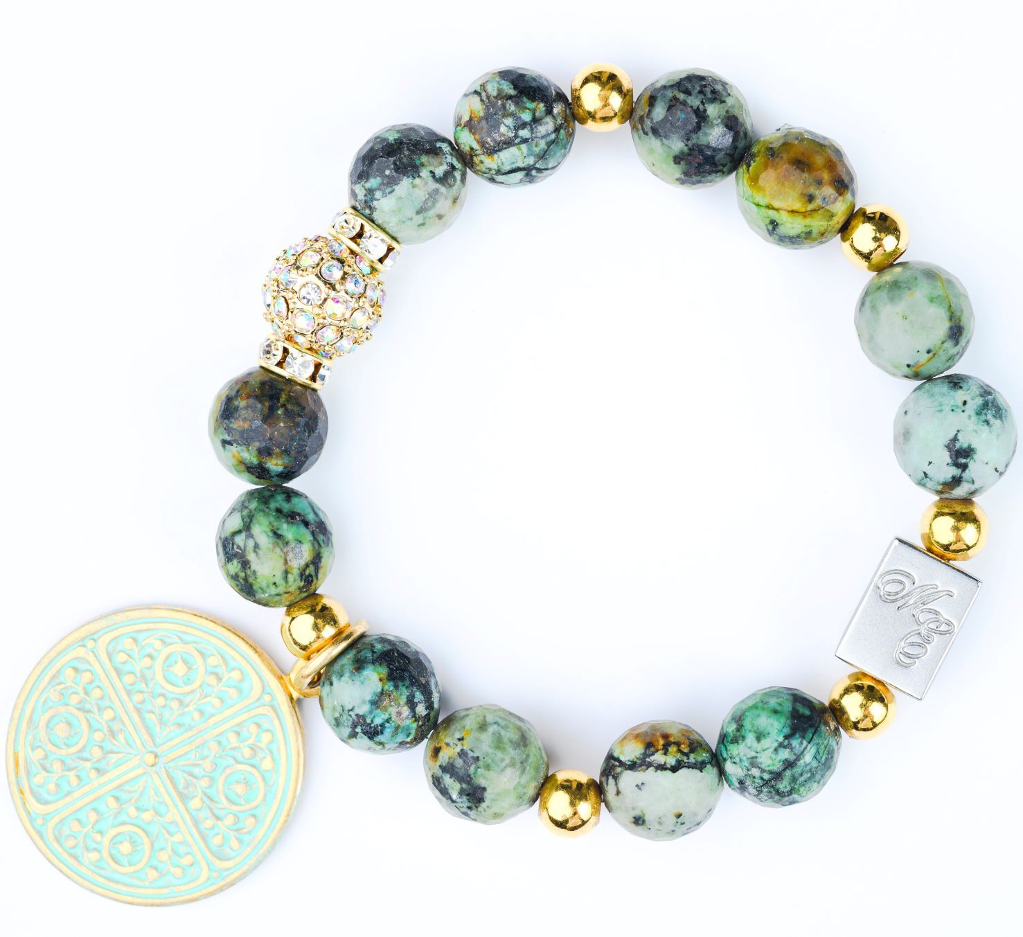 ME™ African Turquoise 7-inch Goldtone Charm Bracelet Women's Bracelets Show Your Africa 