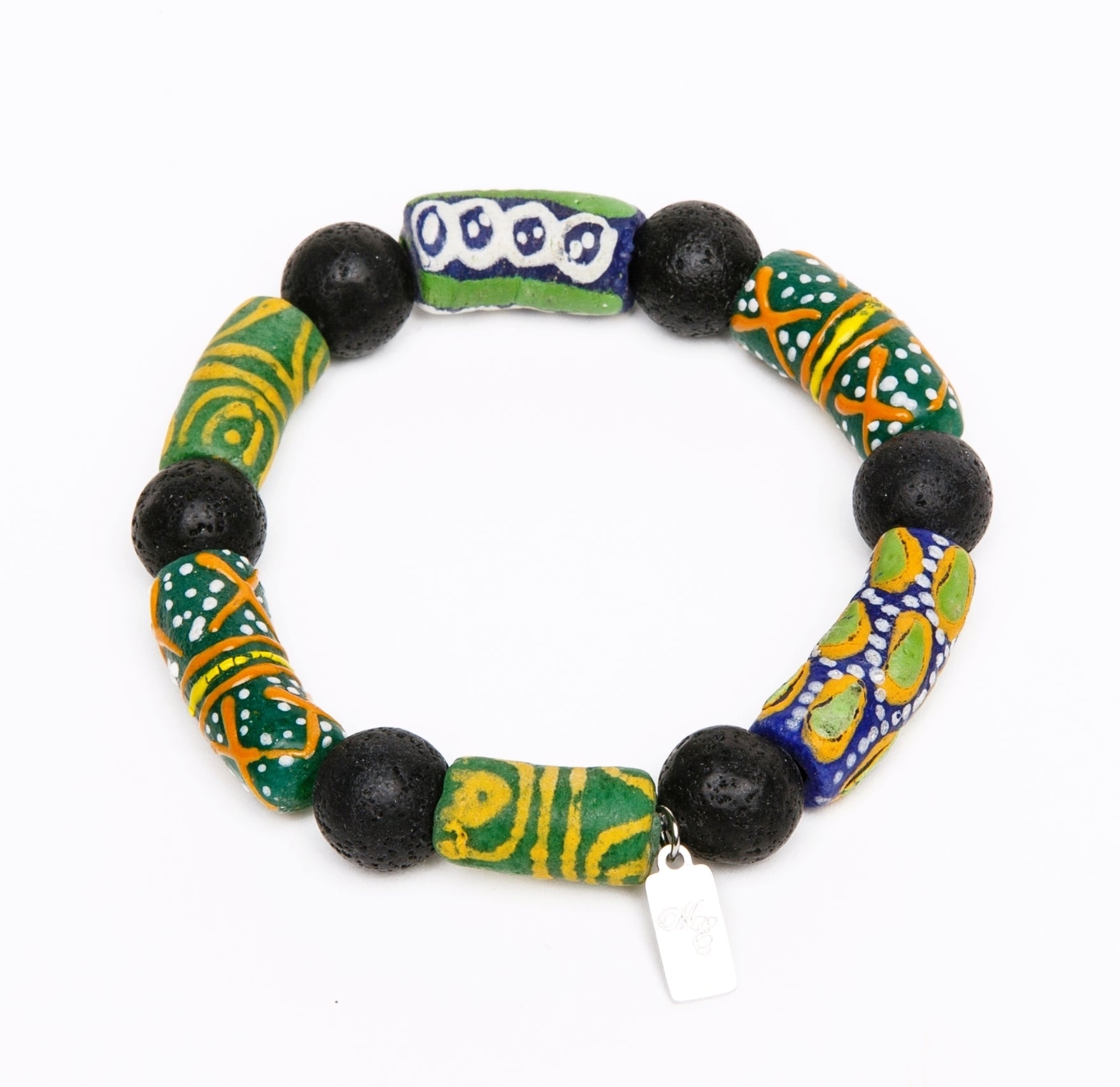 ME™ Ghanaian Krobo 7.5-inch Bracelet - Green Unisex Bracelets Show Your Africa 