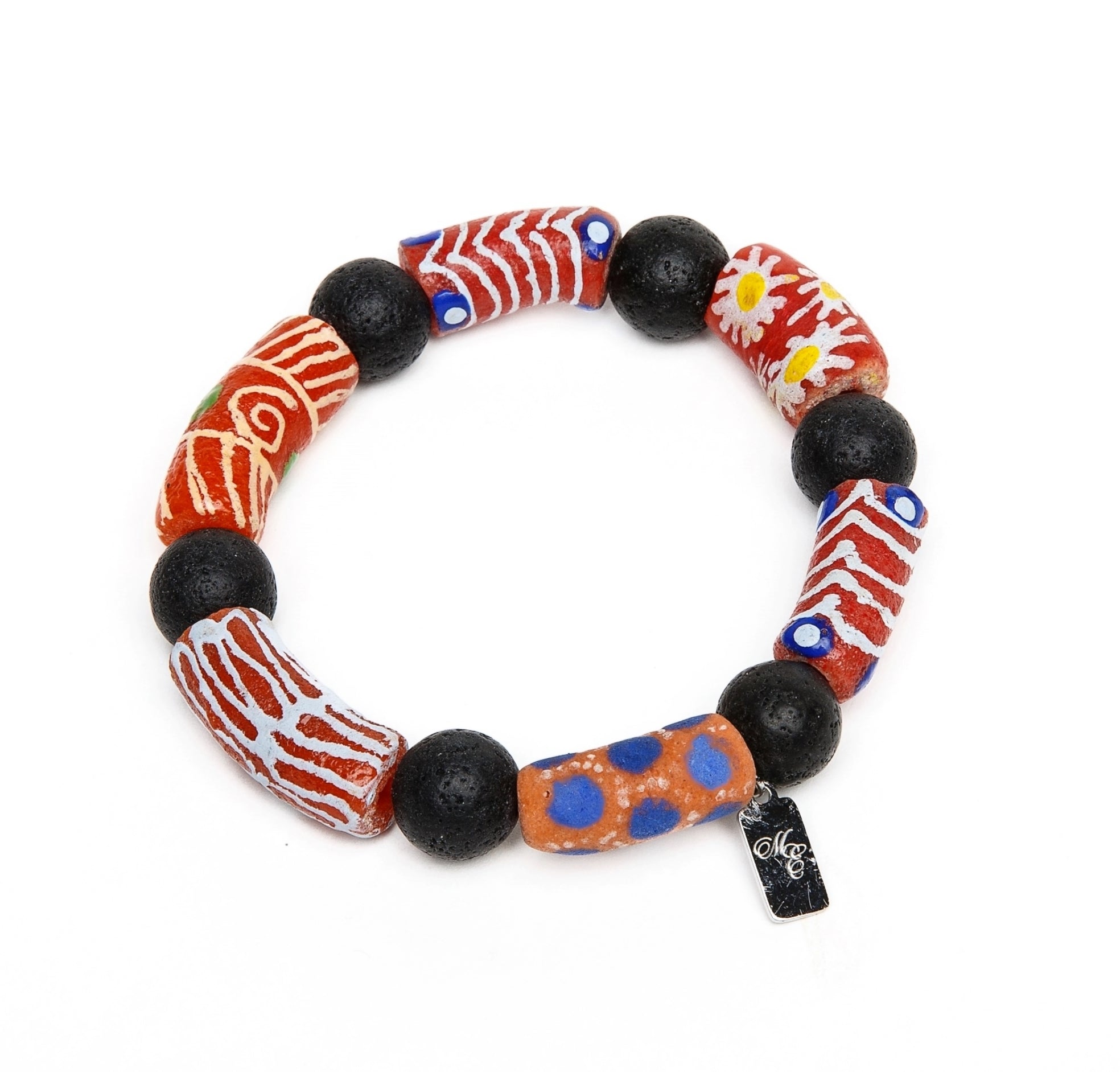ME™ Ghanaian Krobo 7.5-inch Bracelet - Red Unisex Bracelets Show Your Africa 