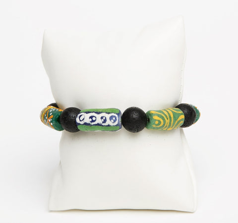 ME™ Ghanaian Krobo 7.5-inch Bracelet - Green Unisex Bracelets Show Your Africa 
