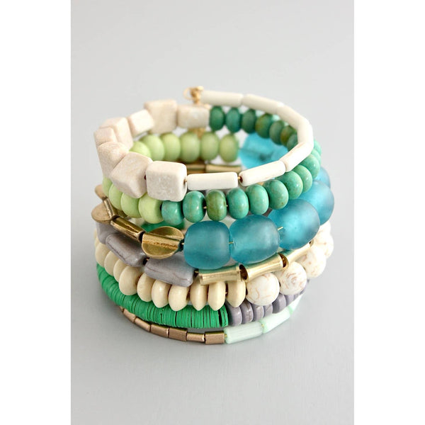 David Aubrey™ Turquoise & Ghanaian Beads Wrap Bracelet Women’s Necklaces Show Your Africa 