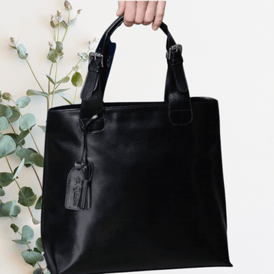 P. Sherrod™ Joan C Leather Classic Tote - Black Bags Faire 