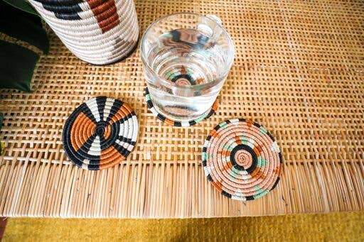 Akija™ Dusty Peach Nyota Coasters Table Linen KAZI 
